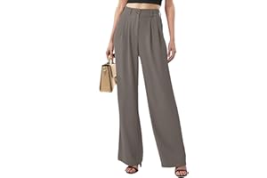 CheChury Pantaloni Donna Eleganti Pantaloni Autunno Primavera Comodi Larghi Leggeri Casual Pantaloni Vita Alta Pantaloni Comodi Pantalone Elastico Gamba Dritta Casual Business Pantaloni Tasche