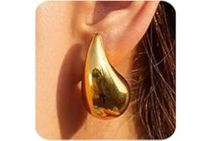 Kenivira Chunky Gold Hoop Earrings For Women Gold/Silver Earrings Teardrop Lightweight Hypoallergenic Jewelry for Women Girls