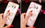 Samsung Galaxy S7 Edge Hülle Silikon Transparent Durchsichtig Nnopbeclik® Glitzer Schutzhülle Ultra Slim TPU Tier bling bling Cover Case mit Rosa Blume, Schutzhülle Muster Glänzend Kristall Diamant mit Ringständer Stoßdämpfend Transparent Spiegel Schutz Handy Hülle Crystal Glitzer Strass Blume Case Tasche Etui Bumper Pour Samsung Galaxy S7 Edge 5.5 Zoll[Bowknot,RosaGolden] - 3