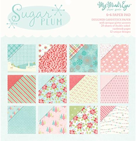 My Mind's Eye Double-Sided Paper Pad 6"X6" 24/Pkg-Sugar Plum W/Glitter, 12 Designs/2 Each