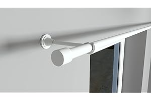 Market-Alley Gardinenstange, Vorhangstange, metall, Durchmesser: 16mm/19mm, Weiß, 1/2-läufig, mit Endstück, einfache Montage, ohne Ringe (120cm ; Weiß Matt ; 1-läufig ; 19mm ; Primel)