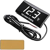 JZK 12 Volt Meter, DC 12 V Boat Car Motorcycle LED Voltmeter Waterproof with White LED Display, Motorcycle Voltage Monitor, M