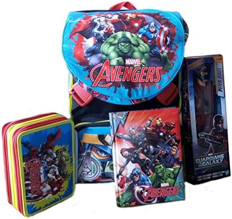 Backpack School Pack Avengers 2016/17 (Backpack + Pencil Case with 3 Zip + Action Figure) + Free Journal