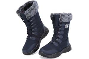 Csgkag Stivali da Neve Uomo Donna Scarpe Invernali Stringate Stivaletti Fodera Caldi Stivaletti Casual Outdoor Antiscivolo Scarponi Trekking