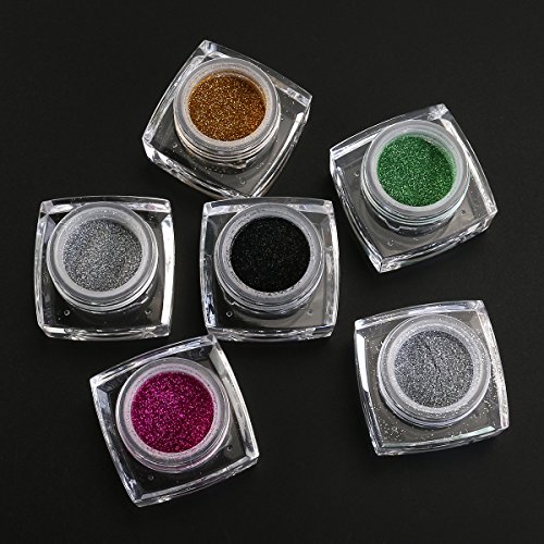 RUIMIO Glitzer Lidschatte inkl 2 Kleber 6 Farben Schminkset Glitzer Puder Setund mit Lidschattenpinsel - 5