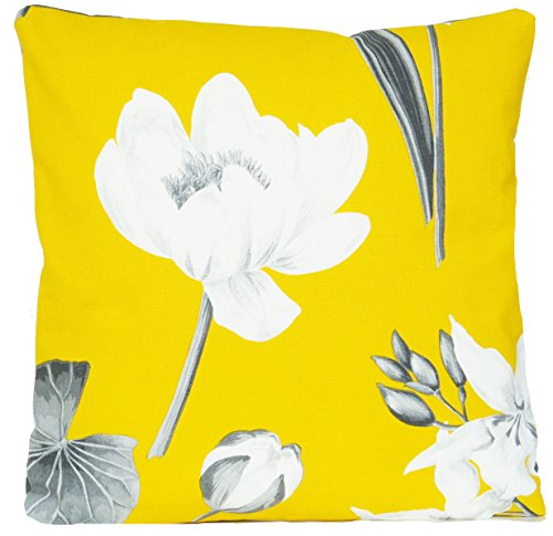 Gelb Kissen Blumen Kisenbezug Grau Zierkissen Gladiole Kissenhülle, 40x40cm - 3