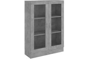 vidaXL Armadietto Vetrina Grigio Cemento 82,5x30,5x115 cm Multistrato