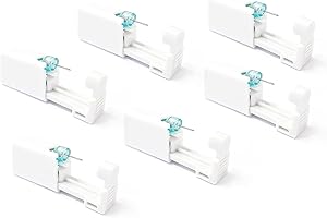 BEIIEB 6 szt. kolczyków do uszu drugiej generacji, biały (wbudowane sztyfty zielony, niebieski i różowy, losowy kolor) i 1 opakowanie 50 zatyczek do kolczyków, sterylnie sterylizowany piercing do uszu