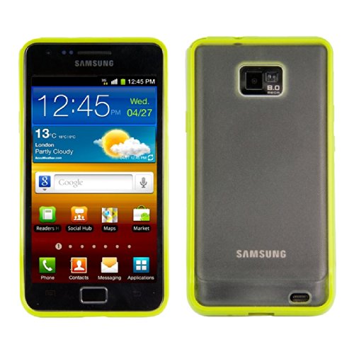 kwmobile Cover per Samsung Galaxy S2 S2 PLUS - Custodia trasparente per cellulare - Back cover cristallo in plastica rigida Design cornice verde trasparente