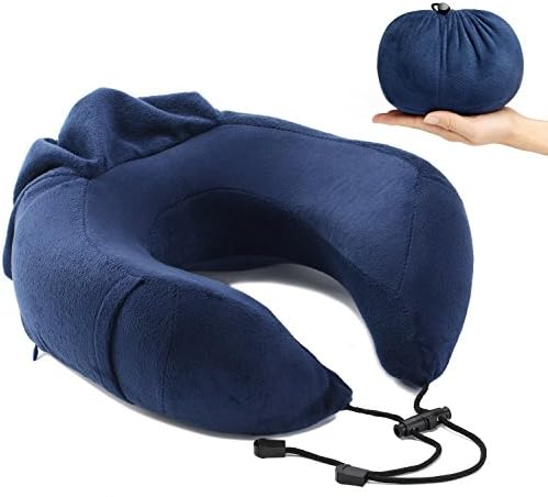 Travel Pillow, Memory Foam Neck Pillow for Airplane-Blue