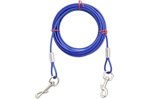 CHUANGOU 3m Câble d'attache pour Chiens，Chien Cravate câble，pour Cour, Jardin, Camping, extérieur（Bleu）.
