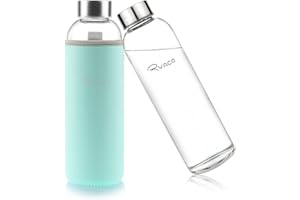 Ryaco Bouteille d'eau en verre borosilicate 550/750/ 1000 ml sans BPA, anti-fuite, idéale pour l'école, la maison, le bureau, les voyages, le sport, le yoga, la gym
