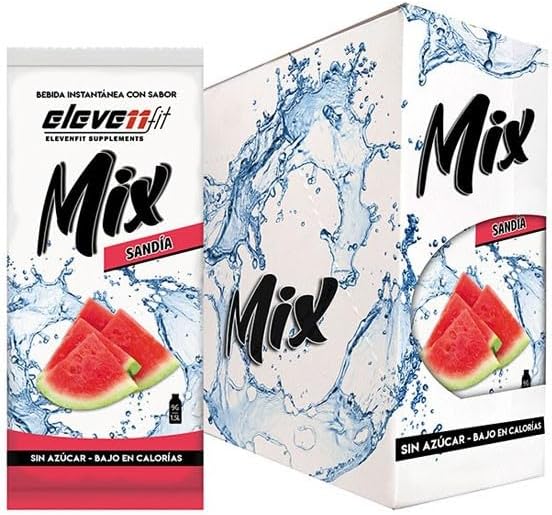 Eleven Fit Mix Instantáneo Sabor Sandia | Prepara 1.5L de Bebida Saludable, Sin Azúcar y Baja en Calorías | Ideal para Mezclar con Agua y Mejorar tu Dieta | Caja de 24 Sobres