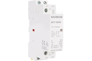 BAOMAIN Contattore CA, 2 poli 2NC, 20 A, tensione bobina 220 V CA, montaggio su guida DIN da 35 mm, omologato VDE, BCT-20/02 (2P 2NC 220V)