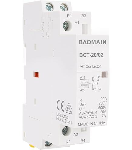 BAOMAIN Contattore CA 2 Poli 2NO - 20A, 220V, Montaggio Su Guida DIN - Approvato VDE Per Impianti Elettrici - Foto 7