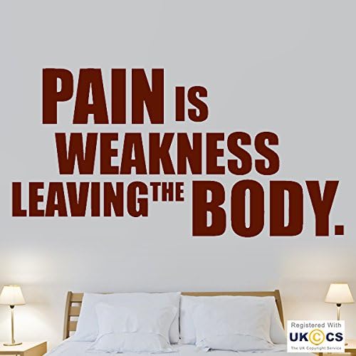 Pain Weakness Gym Fitness Strength Motivate Wall Art Stickers Decal Vinyl Room (Large (89x46 cm))