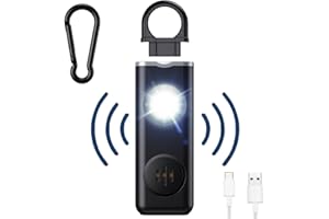 mizikuu 130 dB Personal Alarm for Women, Pocket Alarm for Personal Safety with LED Light and USB Rechargeable Self Defense Keychain for Women kids Students Elderly people Black