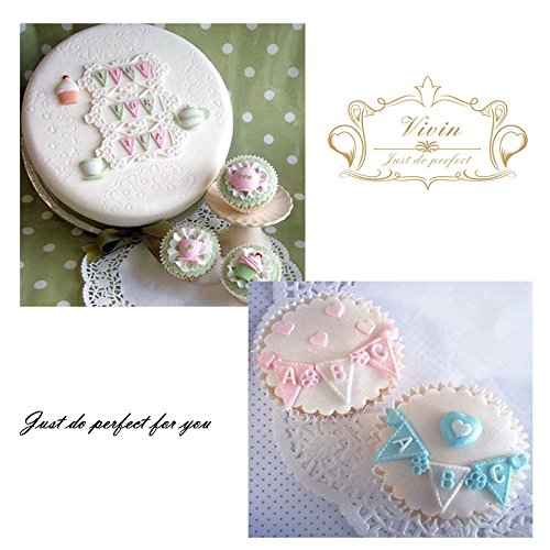 Vivin Brief Flagge Bunting Silikon Dekorieren Schokoladen-Kuchen-Form-Fondant-Backen – Rosa 4 „x 4“ - 7