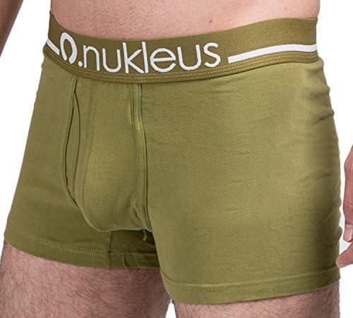 Nukleus Organic Cotton Mens Boxer Underwear - The Green Heart Collection (XL, Army Green)