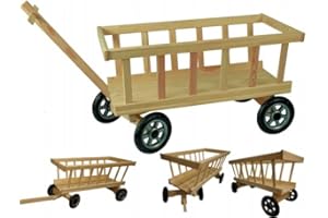 ‎COIL COIL Leiterwagen, Handwagen, Spielzeug-Kinderwagen, Handgefertigt aus Holz, Bollerwagen, Gartendekorationen, Schwenkbare Vorderrader, Selbstmontage (Groß)