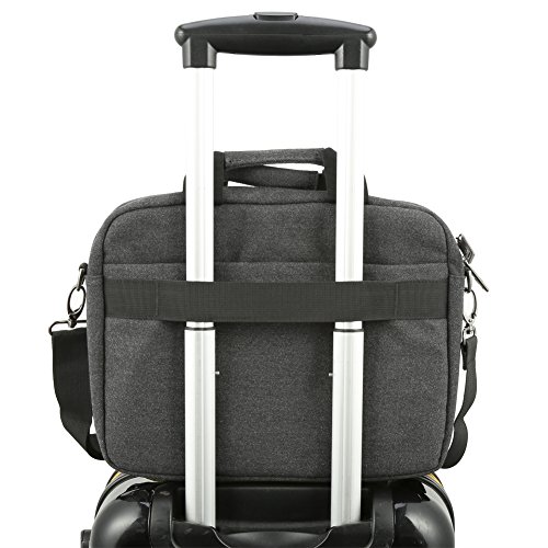 Notebook Tasche 11.6 | Evecase 11.6 Zoll Universal Canvas Laptop Schutzhülle Aktentasche mit Zubehörfächer, Lasche für Trolleybefestigung für Notebook MacBook Ultrabook Tablet – Grau - 7