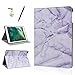 Price comparison product image Marble Design PU Leather Case for iPad Air 2 / iPad 6 HB-Int 3 in 1 Flip Cover Magnetic Auto Wake/Sleep Function Smart Stander Bumper Protective Book Style Holster Full Body Soft Silicone Shell White Purple Pattern Accessories + Stylus Pen + Dust Plug