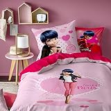 Acabado solapa MIRACULOUS Juego, 100% algodón, Rosa, 140 x 200 + 63 x 63