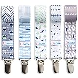 Dummy Clip Boys by Liname- 5 Pack - Premium Quality Universal Dummy Holder - Modern 2-Sided Stylish Design - Soother Holder