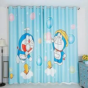 S30 3D Doremon Digital Printed Polyester Fabric Curtains for Bed Room Kids Room Living Room Color Blue Window/Door/Long Door (D.N.1584) (4 x 7 Feet (Size ; 48 x 84 Inch) Door, 1)