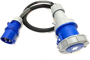 CINEMATTAG LX 32 Amp Plug to 63 Amp Socket 3 Pin Single Phase 240V Adaptor - PCE Blue - Heavy Duty H07RN-F Rubber Cable - 32A-63A Adapter Converter Lead (1 Metre)