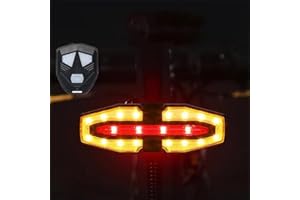 Hapihom Feu arrière de vélo, feu arrière de vélo avec clignotants et feu stop automatique, alarme de vélo avec télécommande sans fil, rechargeable anti-vol alarme de moto