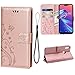 Produktbild Teebo Brieftasche Hülle für Asus Zenfone Max Pro(M2) ZB631KL, 3 Kartenhalter Prägen Schmetterling Blume PU Leder Magnetisch Bookstyle Klapphülle für Asus Zenfone Max Pro(M2) ZB631KL(Rose Gold)