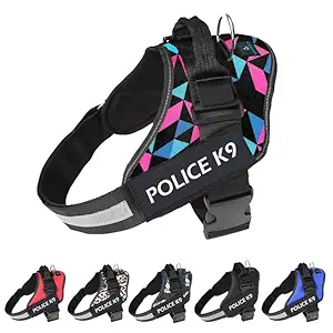 Indihopshop Police K9 Dog Harness No Pull Harness | Reflective | No Choke (Retro Spice, M)