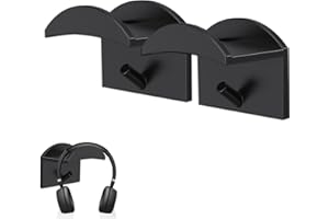 SVUPUE 2 sztuki stojaków na słuchawki, bez konieczności wiercenia, uchwyt na słuchawki, z haczykiem, czarny