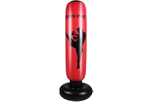 DAMOHONY Saco De Adultos Boxeo De Pie, 170cm Saco De Boxeo Hinchable De Pie, Pvc Bolsa De Entrenamiento Boxeo, MMA Bolsa De Boxeo Fitness, Aplicable a Kick Boxing, Deportes, Alivio Del Estrés, Gimnasio En Casa