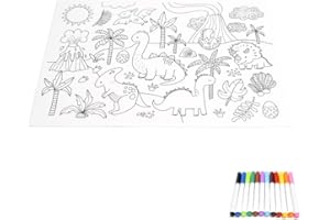 Sensory Junction Silicone Washable Coloring Placemats for Kids| 2-PACK| Includes 2 Sets of Colorful Pens. Wipe Clean Reusable Eco-Friendly Colouring Pad (Vehicle and Dinosaur Mat)