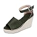 Produktbild Damen Sandalen Keilabsatz Sommerschuhe Plateau Wedge Schuhe Boho Knöchel Schnalle Peep Toe Elegant High Heels