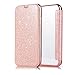 Produktbild Sycode Flip Hülle für Galaxy S6,Silikon Tpu Cover für Galaxy S6,Transparent View Zurück Schutzhülle für Galaxy S6,Luxus Kreativ Rose Gold Buchstil Überzug Silikon Kristallklar Durchsichtig Ultradünn Weich Zurück Cover mit Glänzend Glitzer Pu Leder Klappbar Kartenhalter Wallet Flip Brieftasche Case für Samsung Galaxy S6-Rose Gold