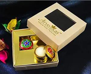 ARVEDIKAS Natural Rose & Night Queen Solid Perfumes For Women/Girls/Long Lasting Floral Scent/Pocket Size/Travel/Compact Colognes in Handcrafted Brass Boxes/Unique Gift Pack of 2 Solid Perfumes