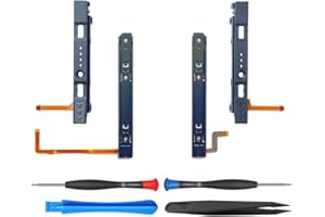 ElecGear Guida di Scorrimento di Ricambio per OLED Switch HEG-001 e Joy Con Controller, Binario in Metallo L/R Slider e Barra di Scorrimento con Cavo Flessibile, Strumento di Riparazione