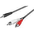 Goobay 50018 Câble adaptateur Audio/Vidéo - prise stéréo 3,5 mm vers 2x prise RCA - 1,5 mètres