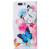 Honor V8 Hülle,Cozy Hut Lederhülle / Ledertasche / Hülle / Case / Cover / Etui / Tasche/ Kunstleder Tasche für Huawei Honor V8 Wallet Case Flip Cover Hüllen Schutzhülle Etui Ledertasche Stand Funktion mit Karten – Zwei Schmetterlinge - 2