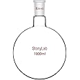 StonyLab 1000ml Glass Single Neck Round Bottom Flask RBF, with 24/40 Standard Taper Outer Joint - 1L (1 Liter)