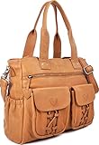 PHIL+SOPHIE, Cntmp, Damen XL Leder Wickeltaschen, Diaper Bags, Babytaschen, Buggy-Taschen, Leder, Camel, Senfgelb, Mustard, 40x35x11cm (B x H x T) - 5