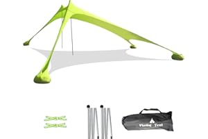 Floving Sombra de Playa con toldo para 4-5 Personas sombrilla portátil Anti-UV con Protector Solar para la Playa (Verde)