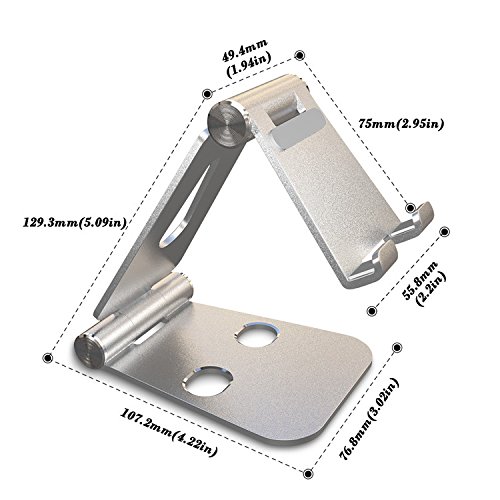 SLEO Supporto Tablet, Porta cellulare Universale Stand stand da tavolo pieghevole e regolabile Multi-Angolo Holder per Nintendo Switch, Tutti gli iPhone, iPad, Smartphone, Tablet, Kindle - Argento