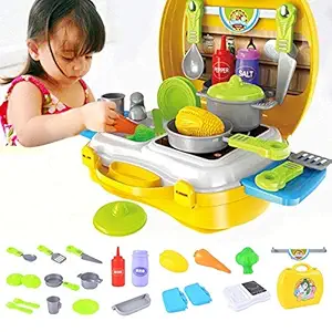 JESAVI ENTREPRISE New Cooking Kitchen Play Set with Carry Case, Kitchen Food Party Role Toy for Kids Kitchen Play Set for Kids Girls