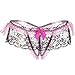 Produktbild feiXIANG frauen höschen hohe transparent Frau floral Unterwäsche Spitze öffnen T Hosen Dessous slips (Freie Größe, Rosa)