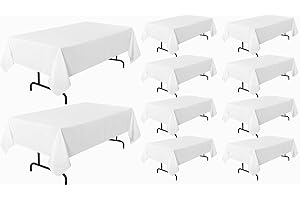 Vnituasr 10er-Pack weiße Rechteckig Tischtuch, 153×260 cm Polyester-Tischdecken
