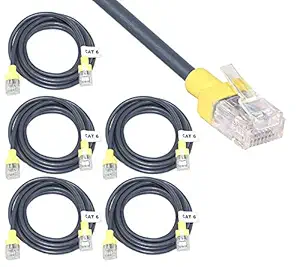 Ekaaz 5 Pack Cat-6 RJ45 Network Ethernet LAN Patch Cable (4 mm Core) for Laptop Desktop Pc Router Server Rack (Grey) -1.5M